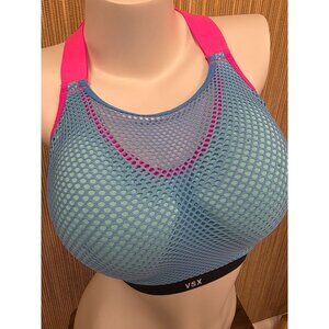 Victorias Secret Sport Womens Mesh Racerback Sports Bra Size 34DDD Blue Pink